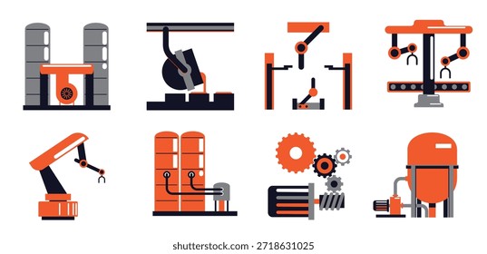factory equipment flat vector illustration