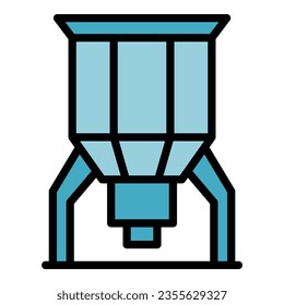 Symbol für Fabrikausrüstung, Umrandungsvektor. Glasherstellung. Fensterpvc-Farbflach