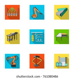 Factory equipment and machines and other web icon in flat style.New production technologies icons in set collection.