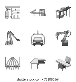 Factory equipment and machines and other web icon in monochrome style.New production technologies icons in set collection.