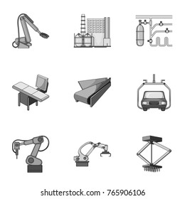 Factory equipment and machines and other web icon in monochrome style.New production technologies icons in set collection.