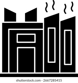 Diseño de icono de Vector de glifo exterior de fábrica