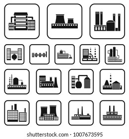 Factory and facilities black icons in set collection for design. Factory and equipment vector symbol stock web illustration.