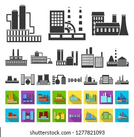 Factory and facilities black,flat icons in set collection for design. Factory and equipment vector symbol stock web illustration.
