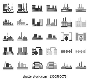 Factory and facilities black,monochrome icons in set collection for design. Factory and equipment vector symbol stock web illustration.