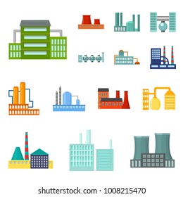 Factory and facilities cartoon icons in set collection for design. Factory and equipment vector symbol stock web illustration.