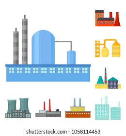 Factory and facilities cartoon icons in set collection for design. Factory and equipment vector symbol stock web illustration.