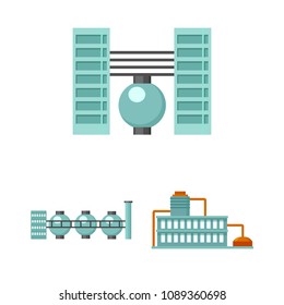 Factory and facilities cartoon icons in set collection for design. Factory and equipment vector symbol stock web illustration.