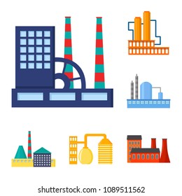 Factory and facilities cartoon icons in set collection for design. Factory and equipment vector symbol stock web illustration.
