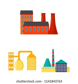 Factory and facilities cartoon icons in set collection for design. Factory and equipment vector symbol stock web illustration.