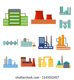 Factory and facilities cartoon icons in set collection for design. Factory and equipment vector symbol stock web illustration.