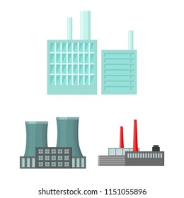 Factory and facilities cartoon icons in set collection for design. Factory and equipment vector symbol stock web illustration.