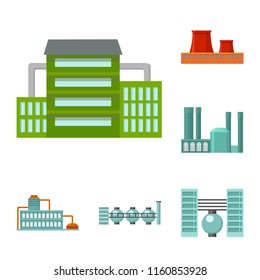 Factory and facilities cartoon icons in set collection for design. Factory and equipment vector symbol stock web illustration.