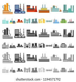 Factory and facilities cartoon icons in set collection for design. Factory and equipment vector symbol stock web illustration.