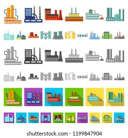 Factory and facilities cartoon icons in set collection for design. Factory and equipment vector symbol stock web illustration.