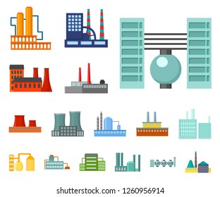 Factory and facilities cartoon icons in set collection for design. Factory and equipment vector symbol stock web illustration.