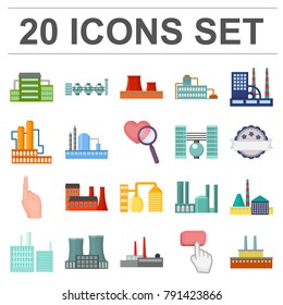 Factory and facilities cartoon icons in set collection for design. Factory and equipment vector symbol stock web illustration.