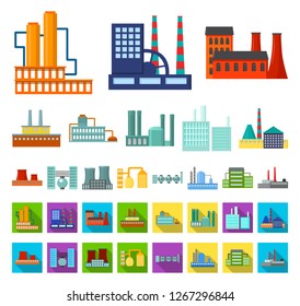 Factory and facilities cartoon,flat icons in set collection for design. Factory and equipment vector symbol stock web illustration.