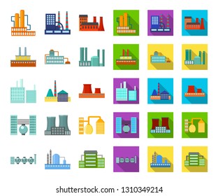 Factory and facilities cartoon,flat icons in set collection for design. Factory and equipment vector symbol stock web illustration.