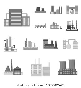 Factory and facilities monochrome icons in set collection for design. Factory and equipment vector symbol stock web illustration.