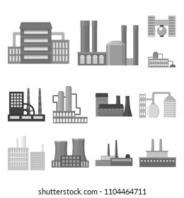 Factory and facilities monochrome icons in set collection for design. Factory and equipment vector symbol stock web illustration.