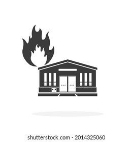 Factory Fire Accident Flat Black Icon Vector illustration