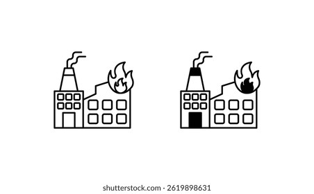 Factory fire icon design with white background stock illustration