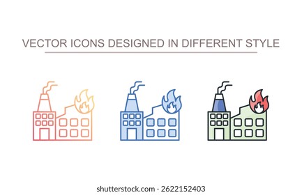 Factory fire icon design with white background stock illustration