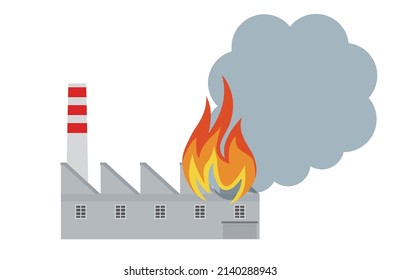 Factory fire, fire illustration, non-life insurance earthquake disaster image