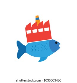 Factory Fish Logo Icon Design