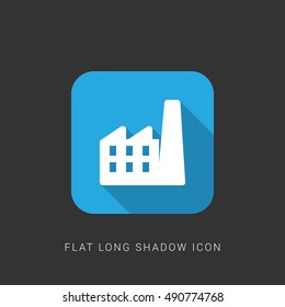 Factory Flat blue long shadow Icon / Logo Design