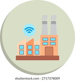 Icono de estilo de círculo plano de fábrica