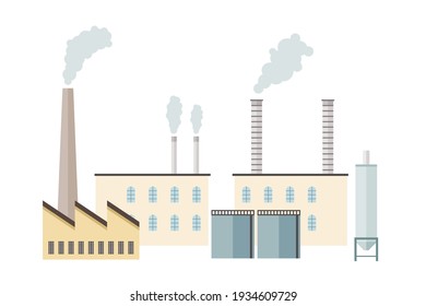 Factory flat design. Vector factory building. Industrial factory manufacturing concept.