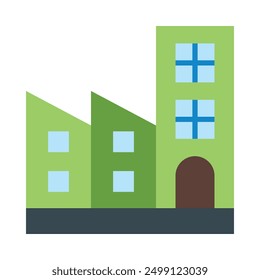 Diseño plano del icono de la fábrica para el personal nad Uso comercial