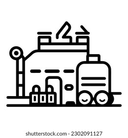 Factory Flat Icon Isolated On White Background