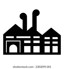 Icono plano de fábrica aislado en fondo blanco