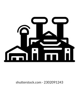 Factory-Flachbild-Symbol einzeln auf weißem Hintergrund