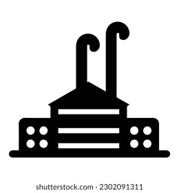Factory-Flachbild-Symbol einzeln auf weißem Hintergrund