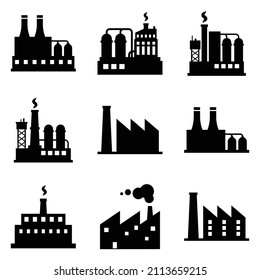 Factory Flat Icon Set Isolated On White Background