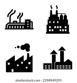 Factory Flat Icon Set Isolated On White Background