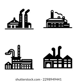 Conjunto De Icono Plano De Fábrica Aislado En Fondo Blanco