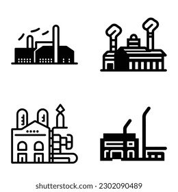 Factory Flat Icon Set Isolated On White Background