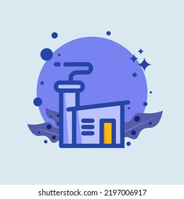 Factory flat illustration. Industrial signs vector illustration.
