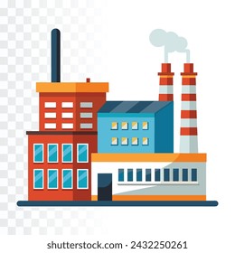 Factory flat vector illustration on transparent background