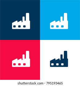 Factory four color material and minimal icon logo set in red and blue
