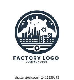 Factory garments concept building vector industry logo design template