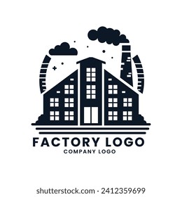 Factory garments concept building vector industry logo design template