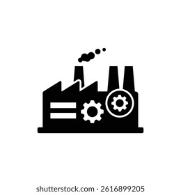 Factory with Gear Emblem - Production and Manufacturing Icon