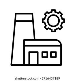 Ilustración vectorial de icono de contorno de engranaje de fábrica