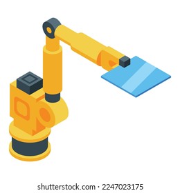 Icono de robot de vidrio de fábrica vector isométrico. Producción de ventanas. Proceso de materiales